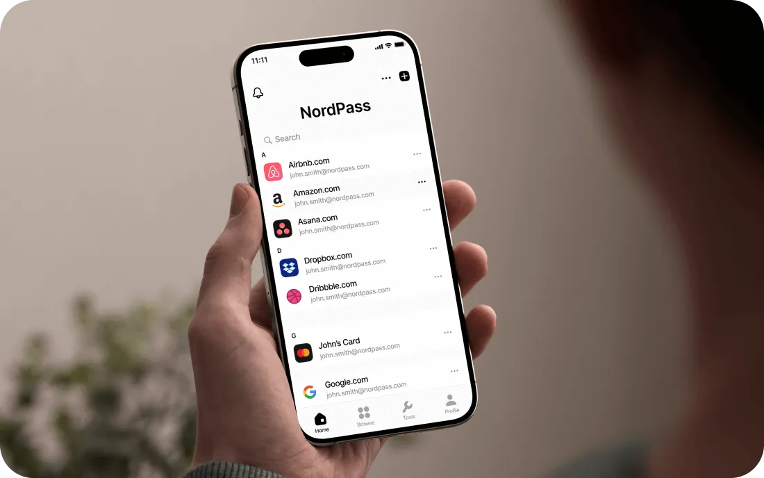 NordPass password manager app interface on several devices